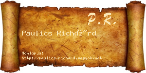 Paulics Richárd névjegykártya